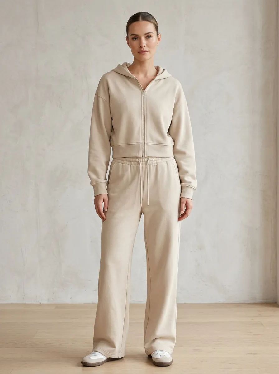 Studio Zip-Up Sweatpants Women's Cropped Zip-Up Hoodie Jogger Active Set