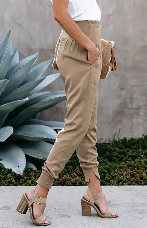 Clean High Waist Slit Pants