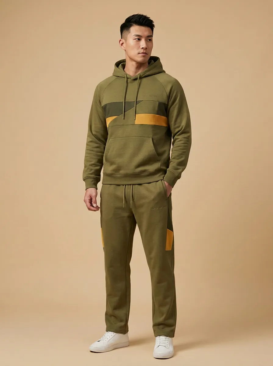 Men's Casual Minimalist Colorblock Print Jogger Set