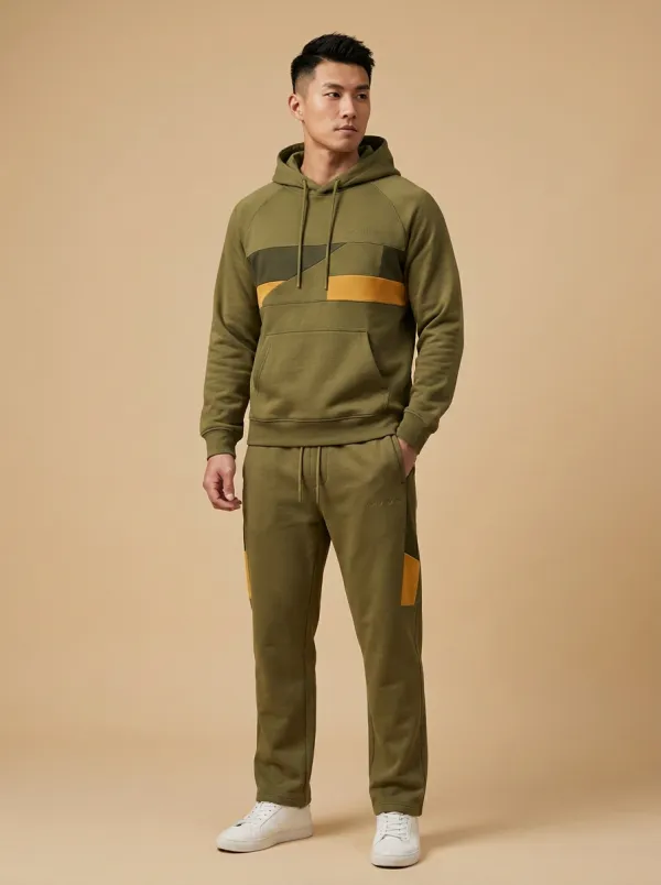 Men's Casual Minimalist Colorblock Print Jogger Set