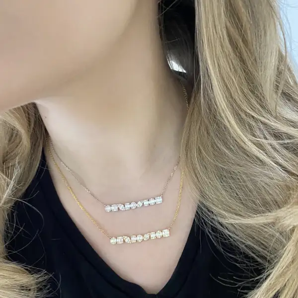 Minimal Clean Line Classic Diamond Necklace