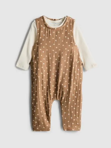 0-18mths | Long Sleeve Bodysuit and Dungarees Newborn Set