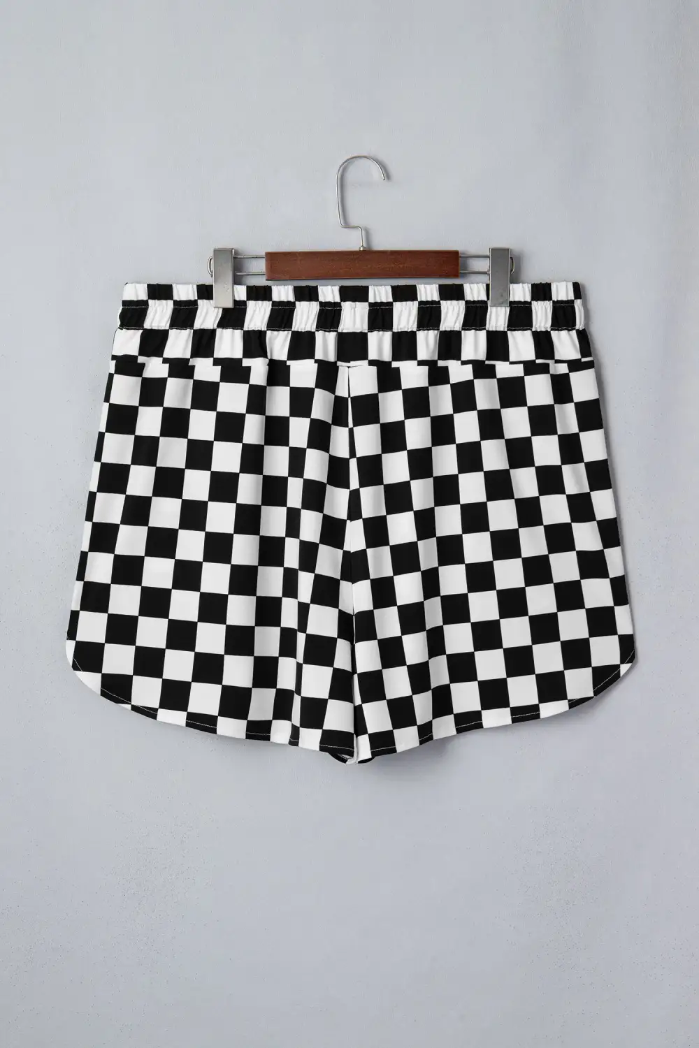 High-Waist Pocketed Checkered Athletic Shorts