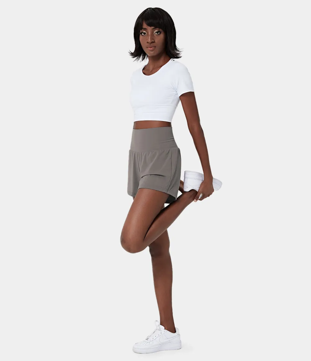 2026🔥  Super High Waisted Back Pocket & Side Hidden Pocket 2-in-1 Yoga Shorts 2.5