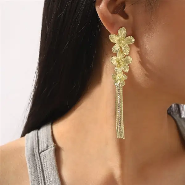Floral Fringe Drop Earrings