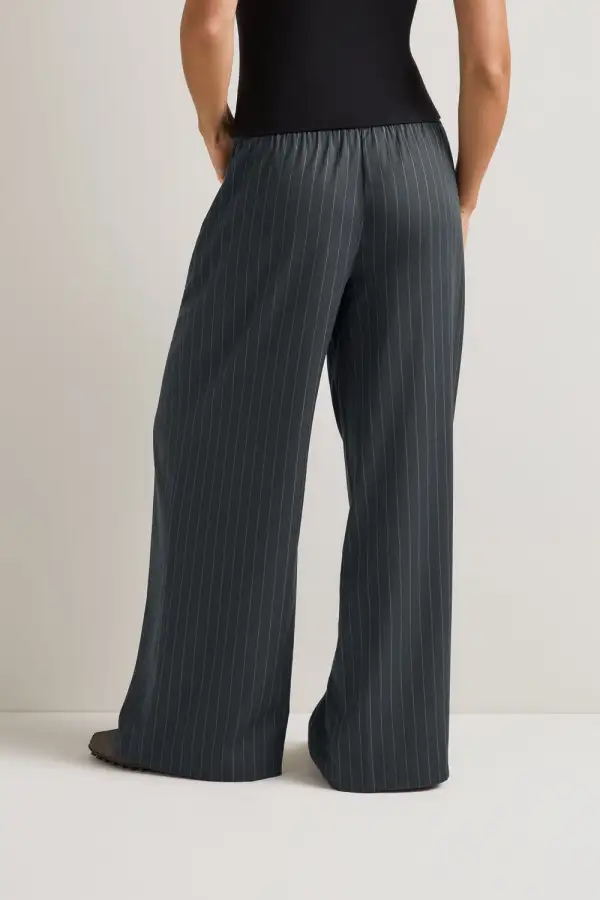 Striped Mid Rise Drawstring Trousers