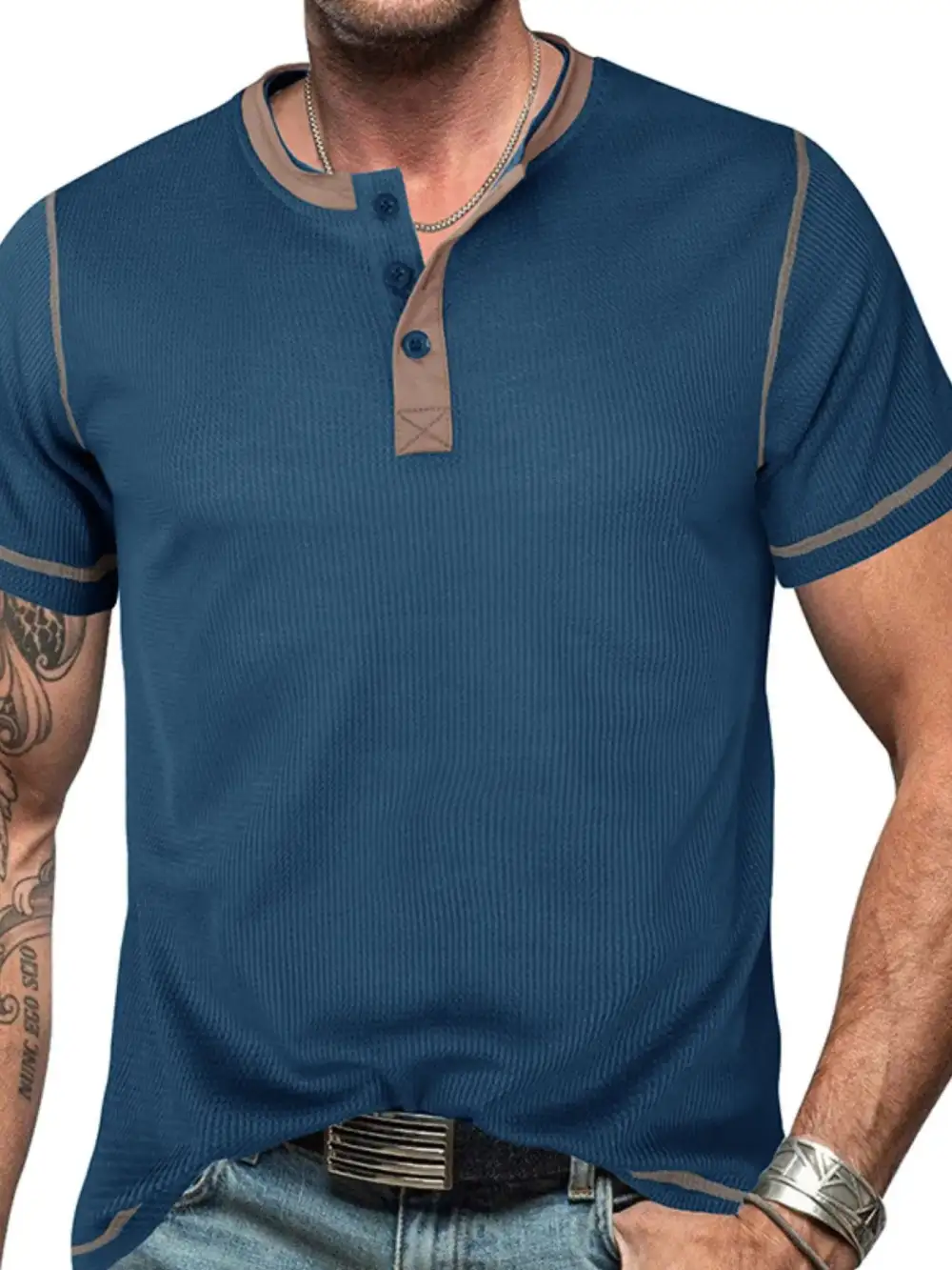 Clean Contrast Detail Collared Polo Shirt