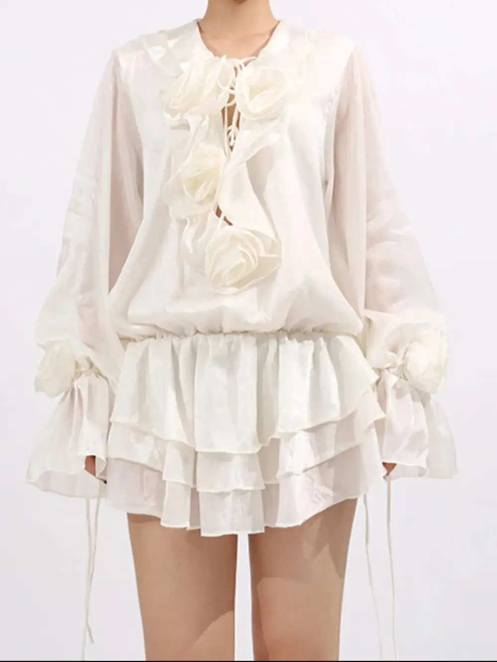 Floral Ruffle Long Sleeve Dress Casual