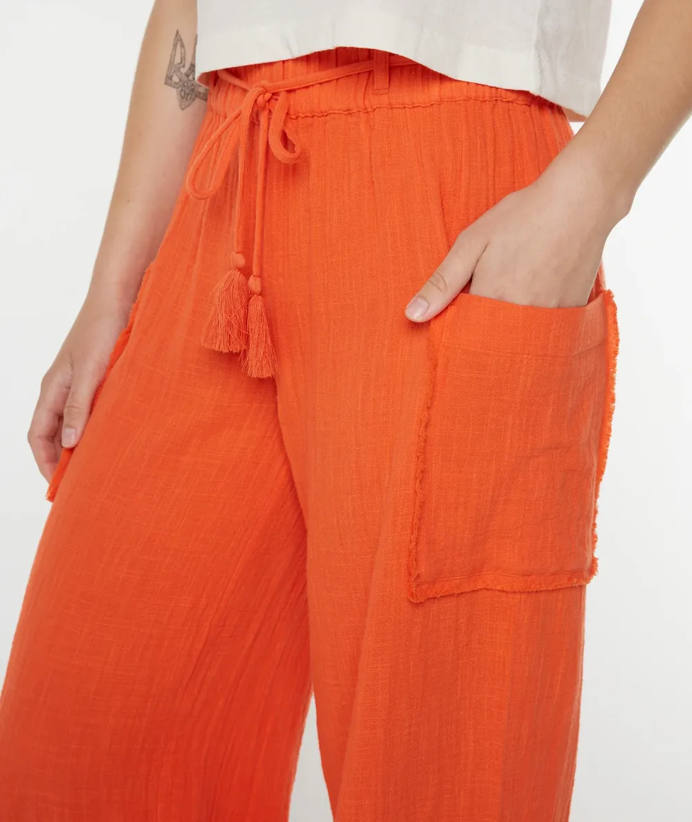 Orange Long Women's Casual Pants
