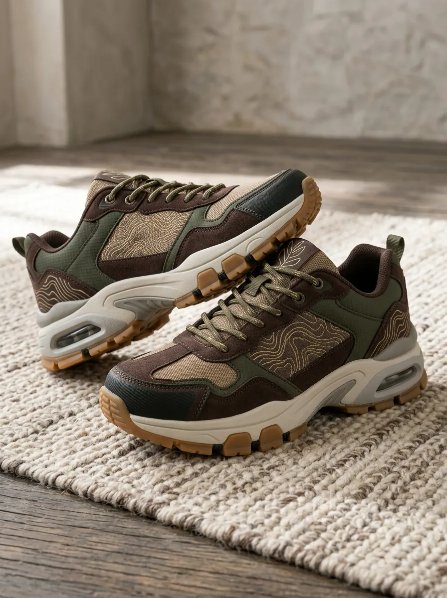 Women's Flex Outdoor Hiking Topographic Map Printed Sneakers