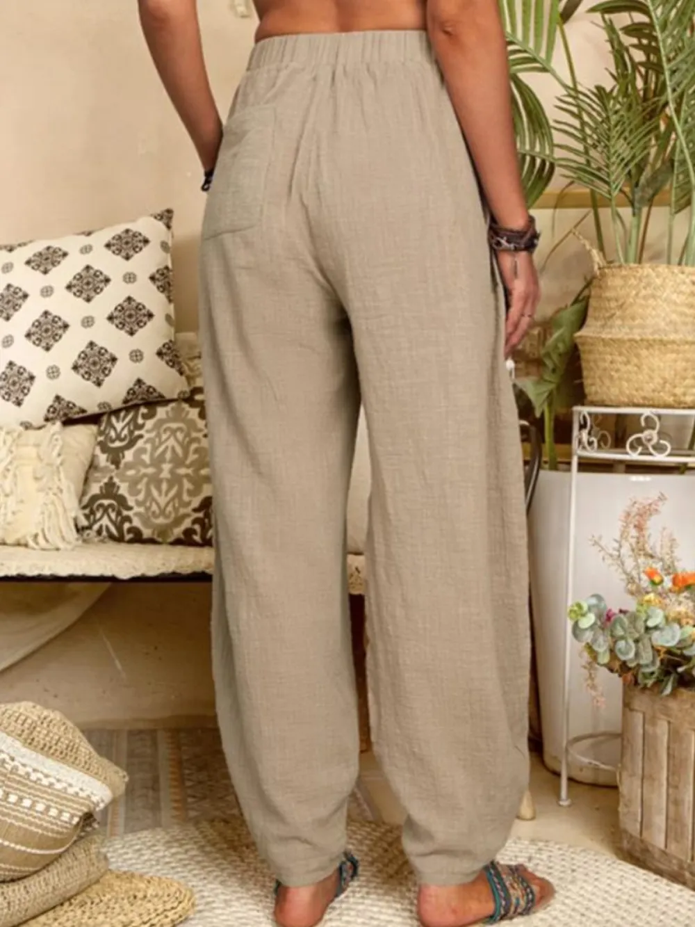 Women's Pure Color Casual Cotton Pants