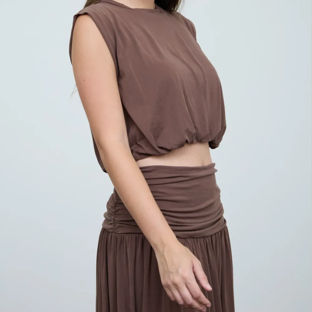 Balloon Hem Sleeveless Top Sets