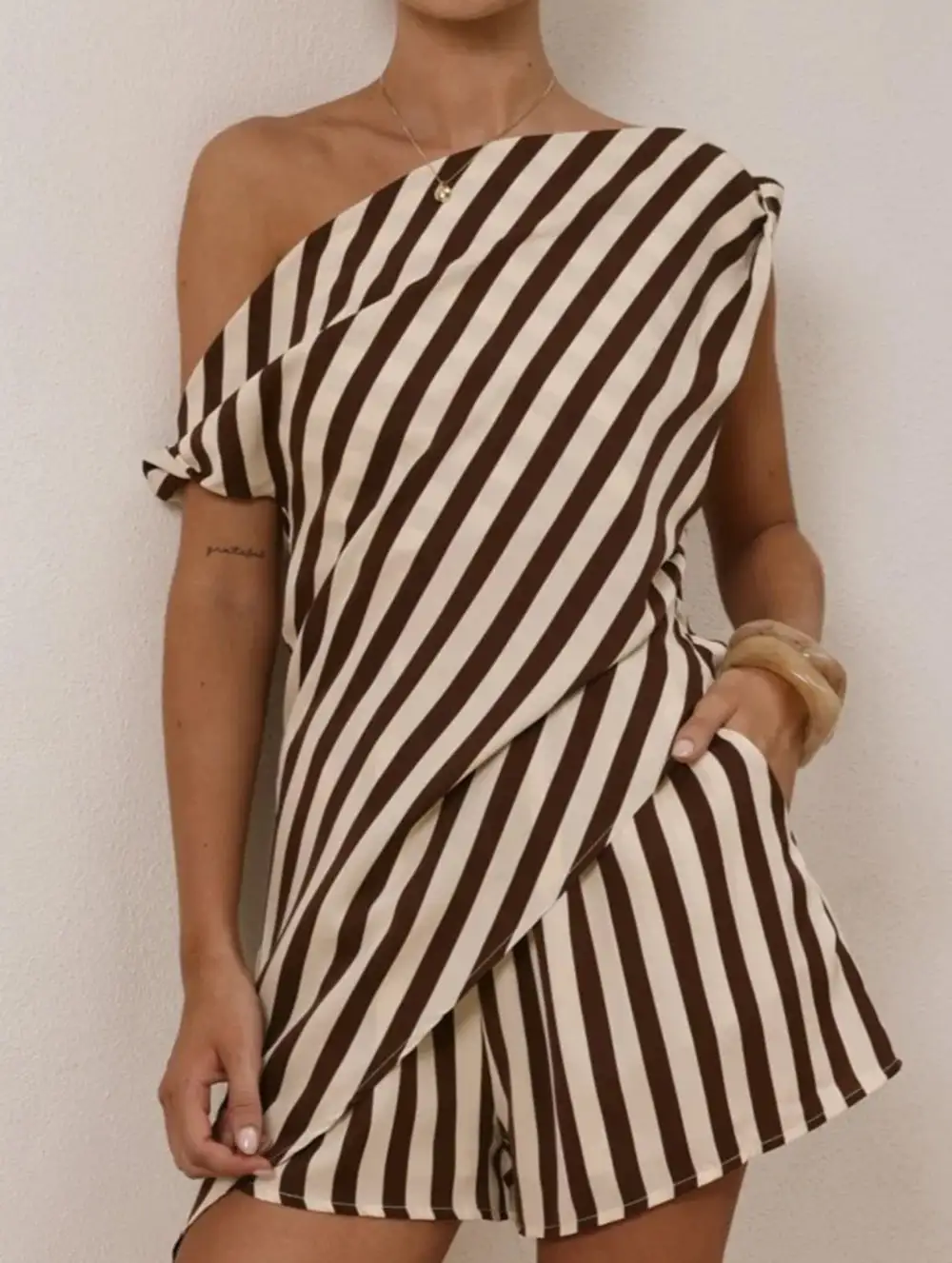 One Shoulder Top Set