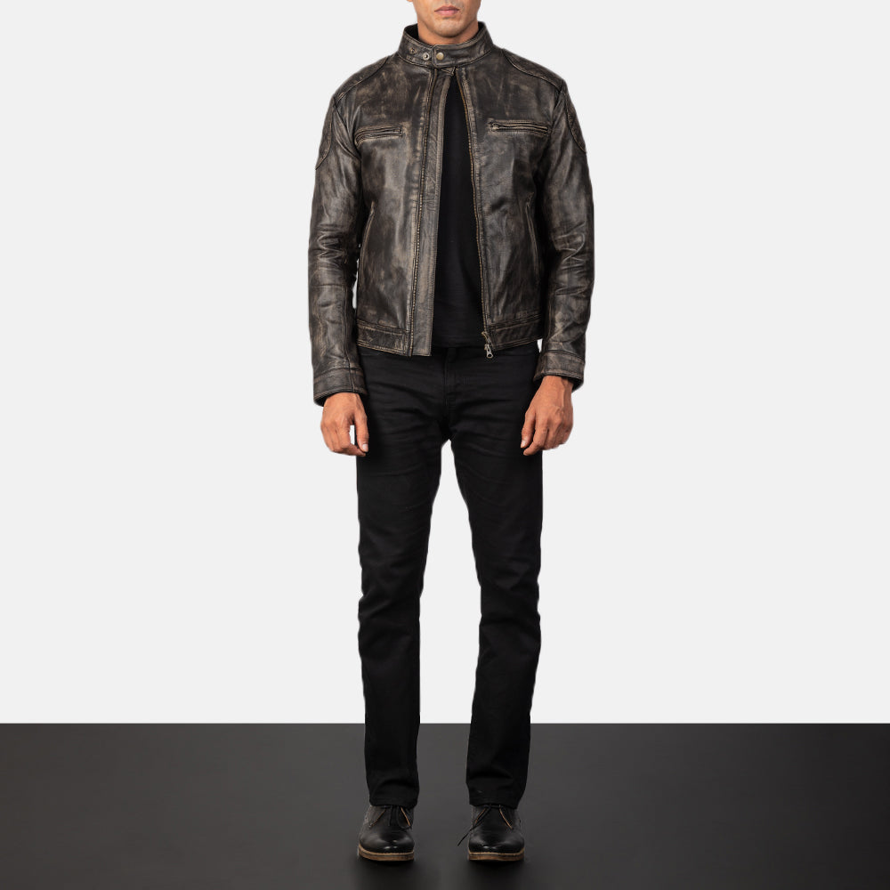 Men's Classic Leather Distressed Jacket