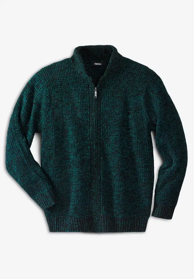 Shaker Knit Zip-Front Cardigan