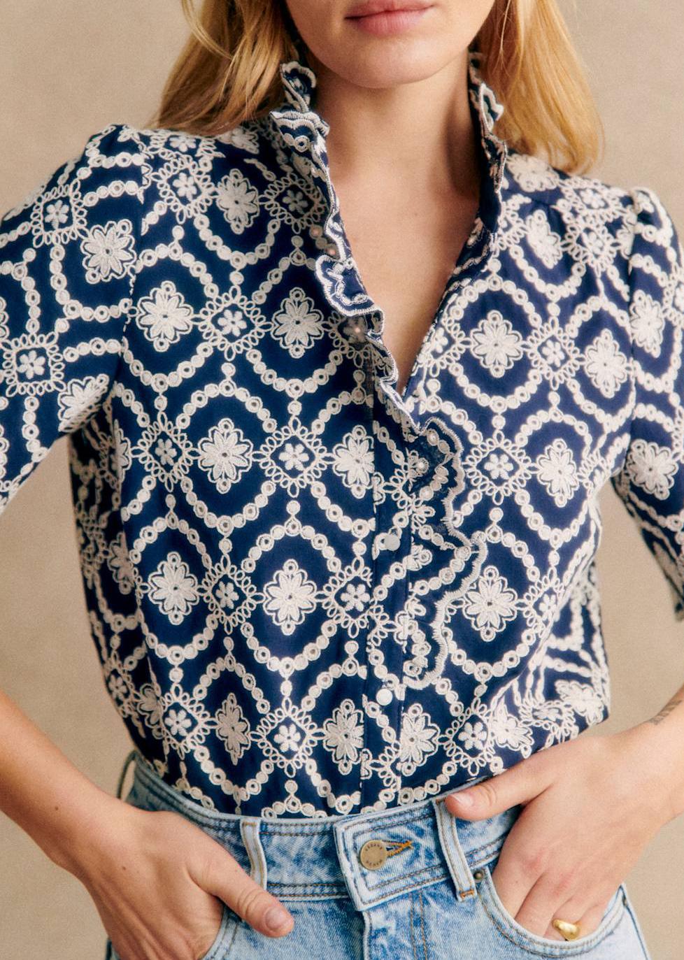 Embroidered Short Sleeved Shirt