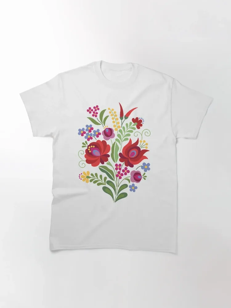 Women's Folk Art Floral Print Short-Sleeved Round-neck T-Shirt