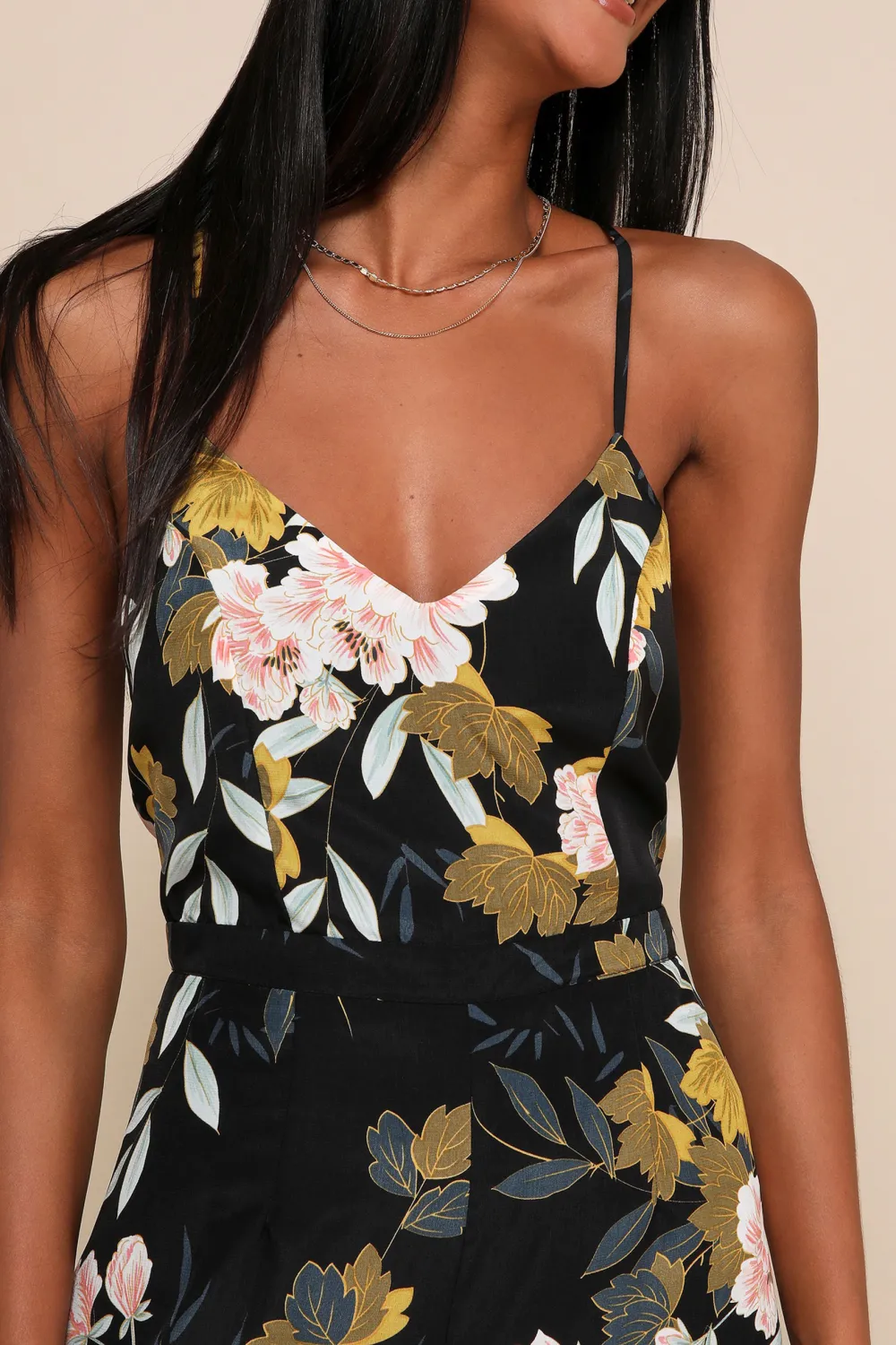 Casual Style Floral Print Wide-Leg Jumpsuit