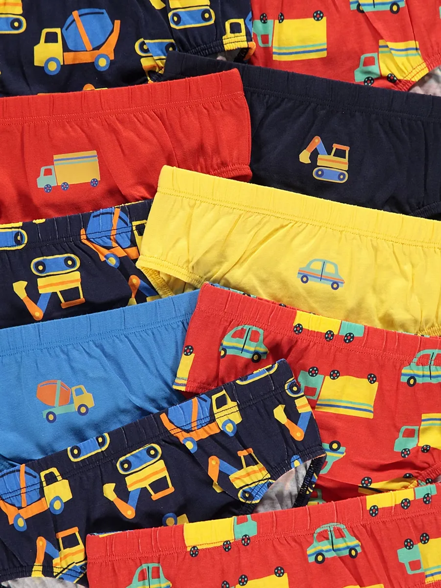 Colourful Vehicle Briefs 10 Pack