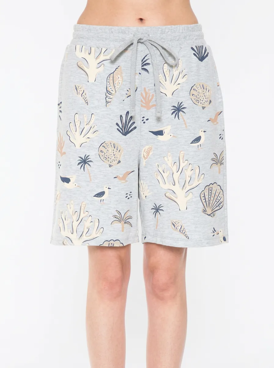 Women's Beach Vacation Coral Seashell Palm Printed Shorts