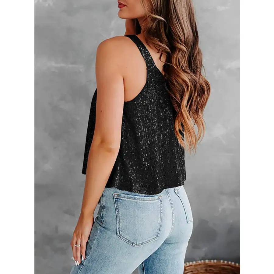 Sequin Scoop Neck Tank