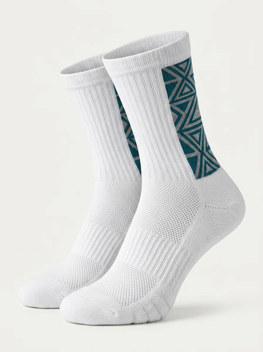 White Trail Triangle Graphic Performance Ankle Socks