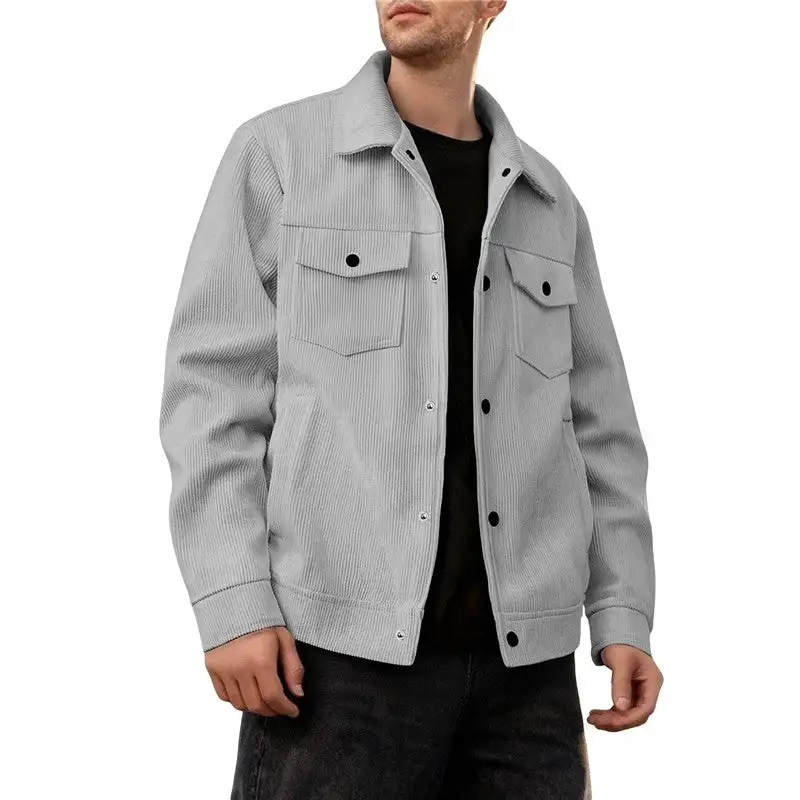 Lapel Corduroy Relaxed Outerwear Coat