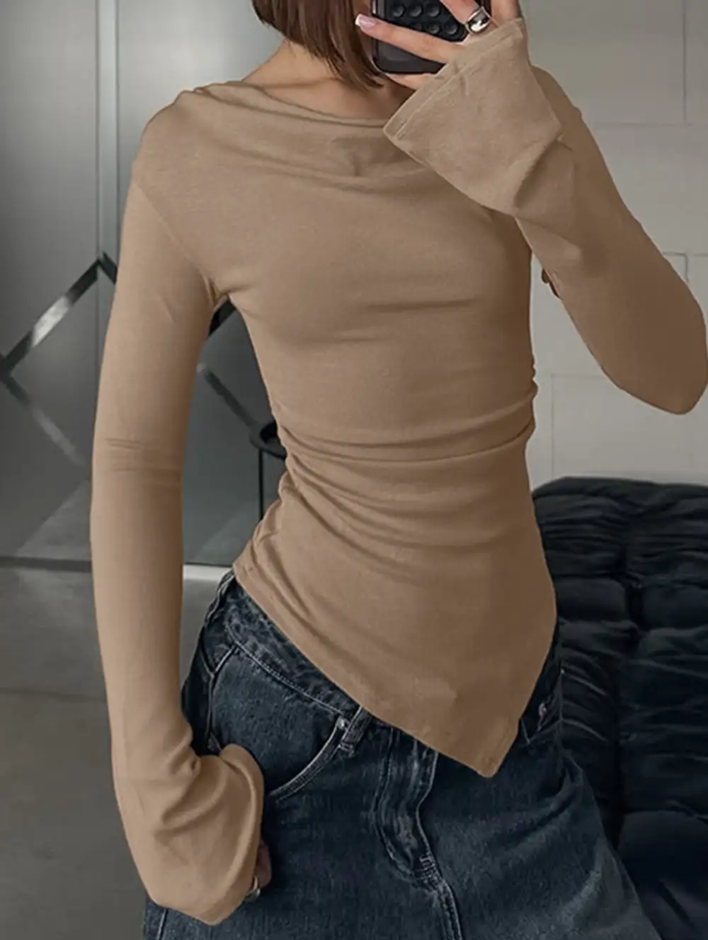 Slim Fit Irregular Knit Top