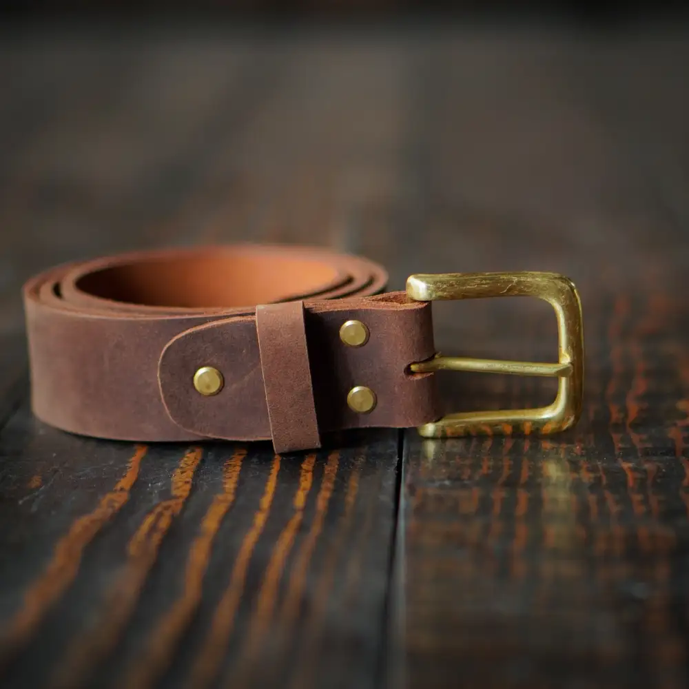 Brass Buckle Full Grain Leather Belt