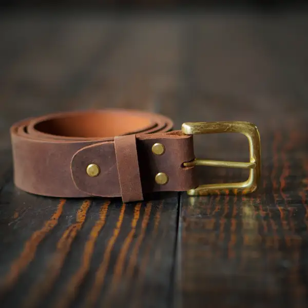 Brass Buckle Full Grain Leather Belt