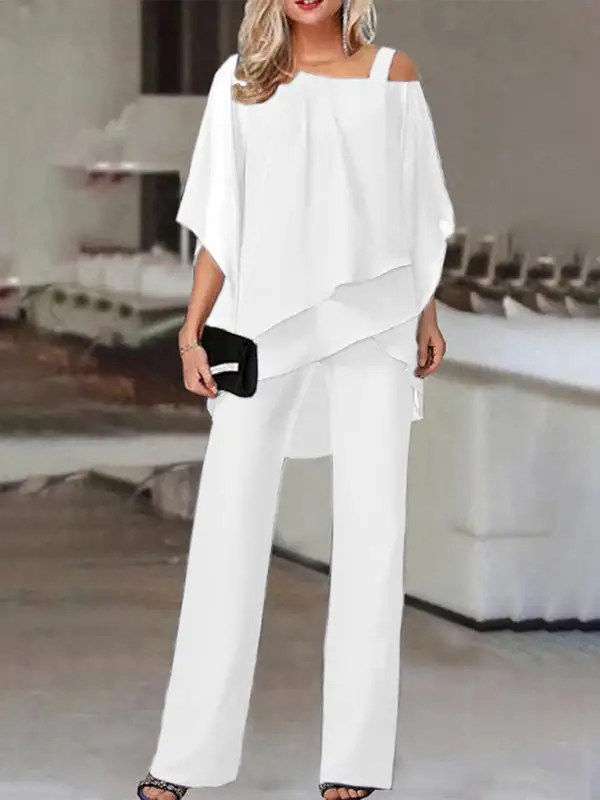 Irregular Bat Sleeve Coordinated Suit Jumpsuit