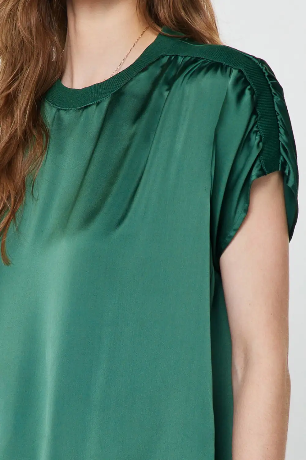Contrast Hem Silk Top