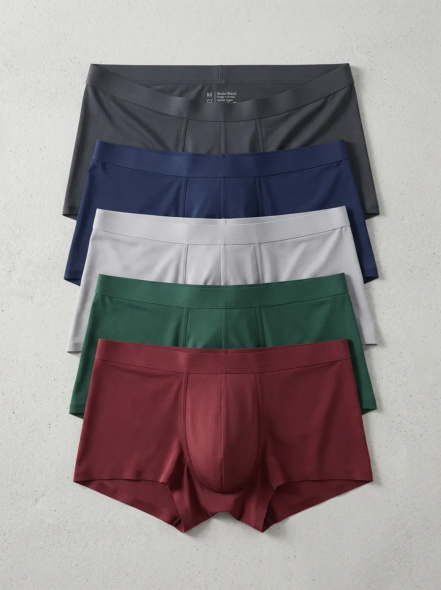 Men's Modal Blend Solid Color Breathable Boxer Briefs Underwear Set