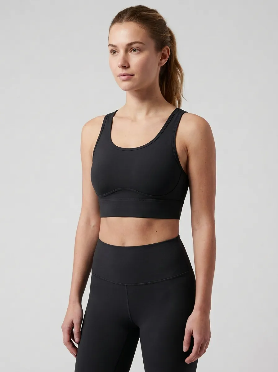 Women's Scoop-Neck Reinforced-Trim Wide-Strap Moderate-Coverage Sports Bra