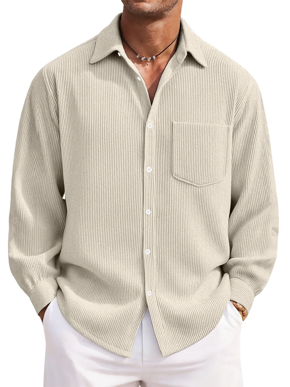 Corduroy Button Front Shirt