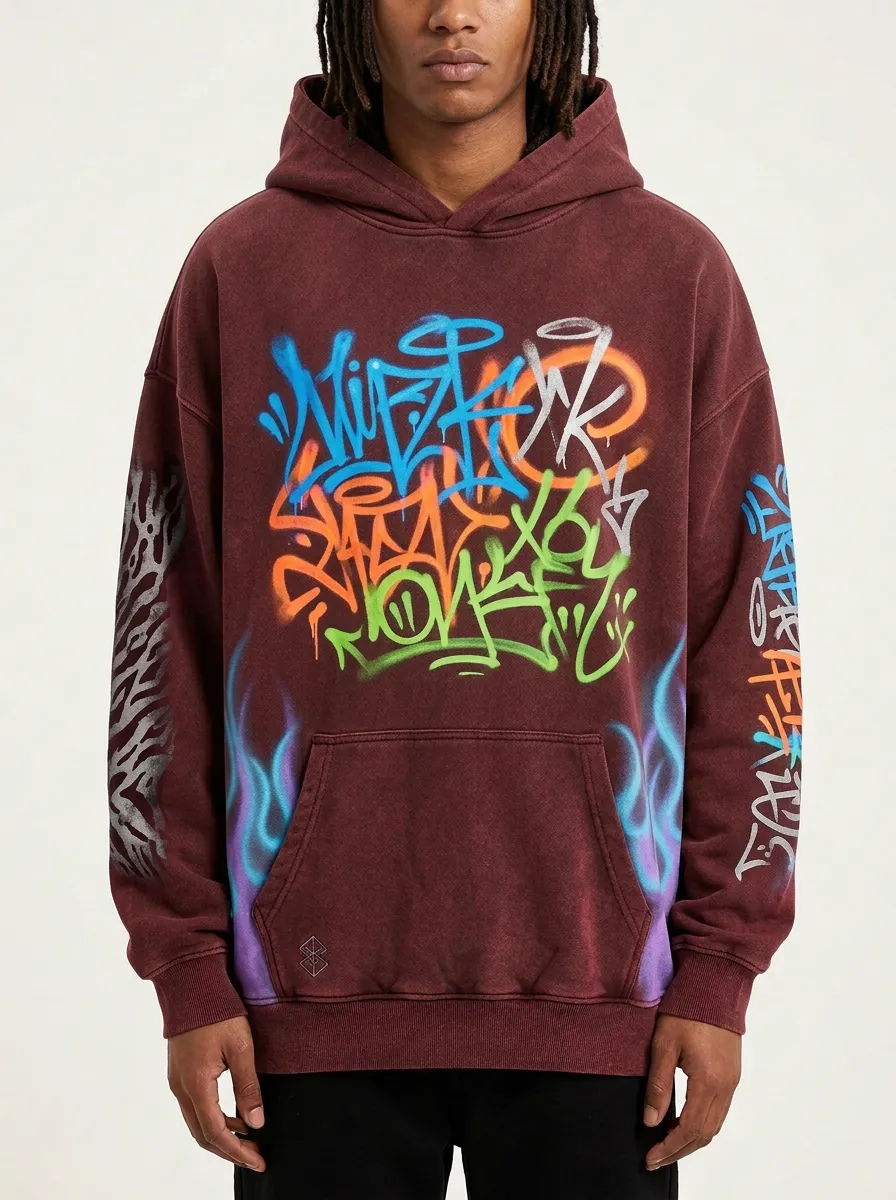 Unisex Graffiti Flame Graphic Hoodie