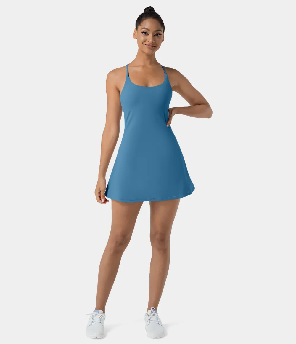 Softlyzero Airy Backless Cut Out 2-in-1 Pocket Cool Touch Mini Activity Dress