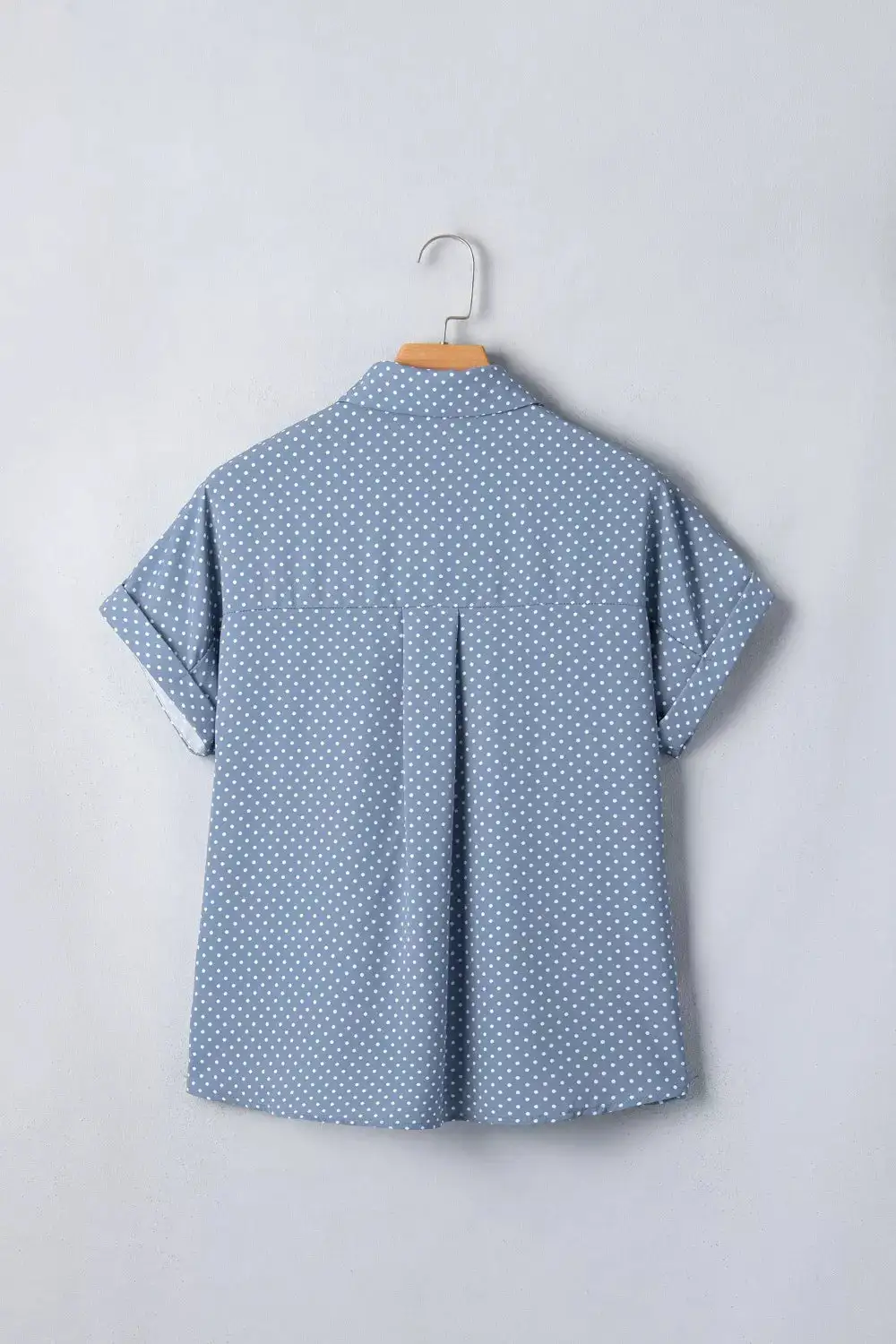 Dotted Print Cuffed Short Sleeve Shirt