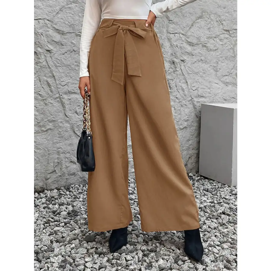 Classic Tied High Waist Wide Leg Pants