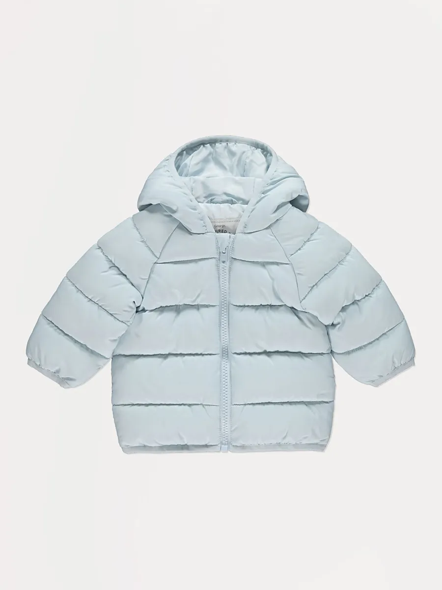 Light Blue Padded Hooded Coat