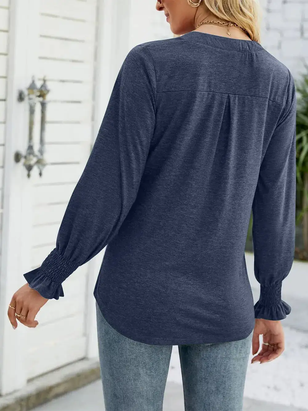 Notched Long Sleeve T-Shirt