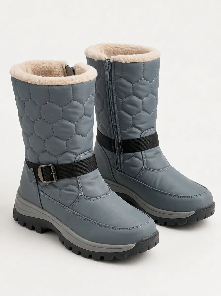 Winter Walk Faux Fur Lined Hexagon Quilted Winter Snow Boots