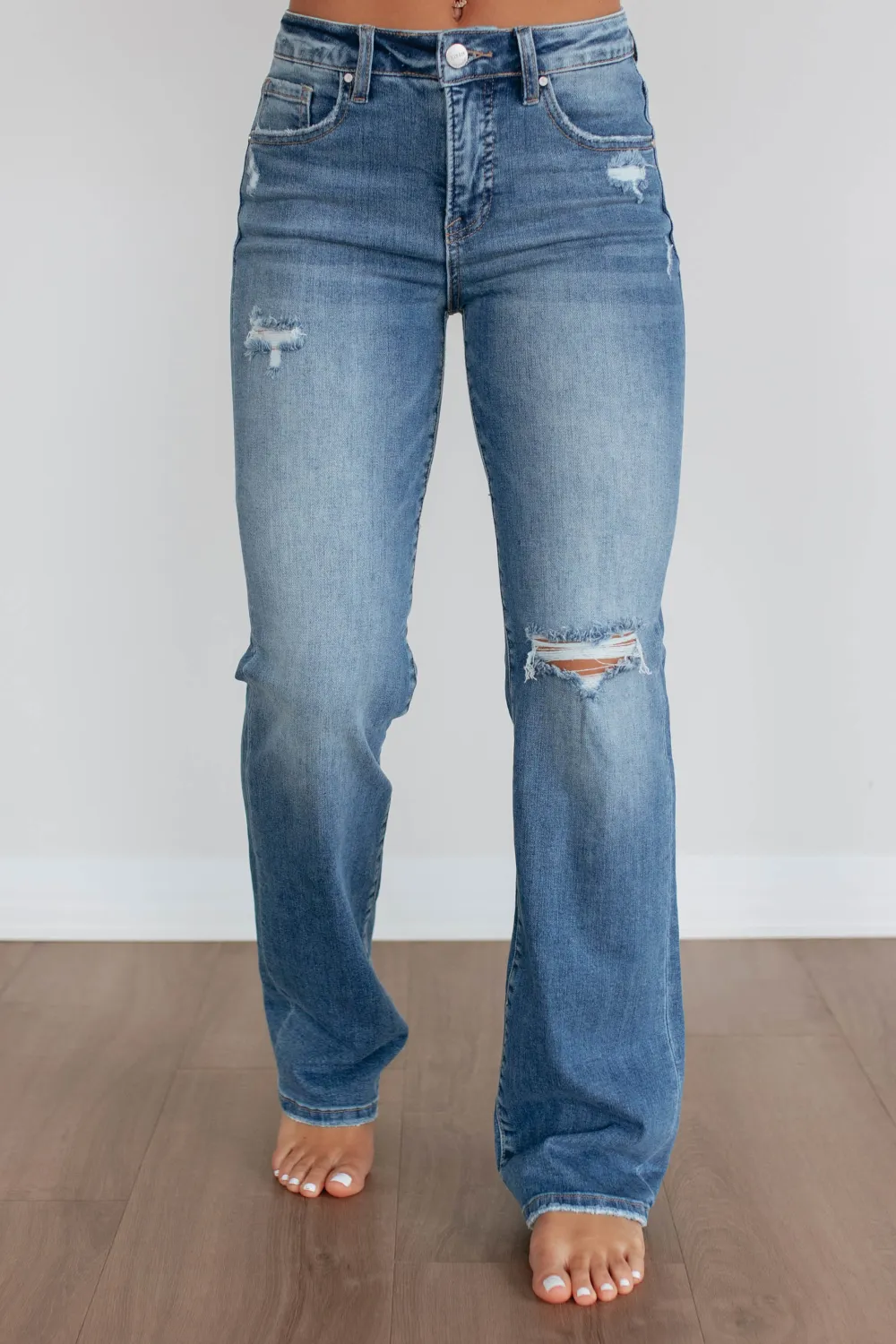 Women's High Rise Straight Leg Tummy Control Jeans