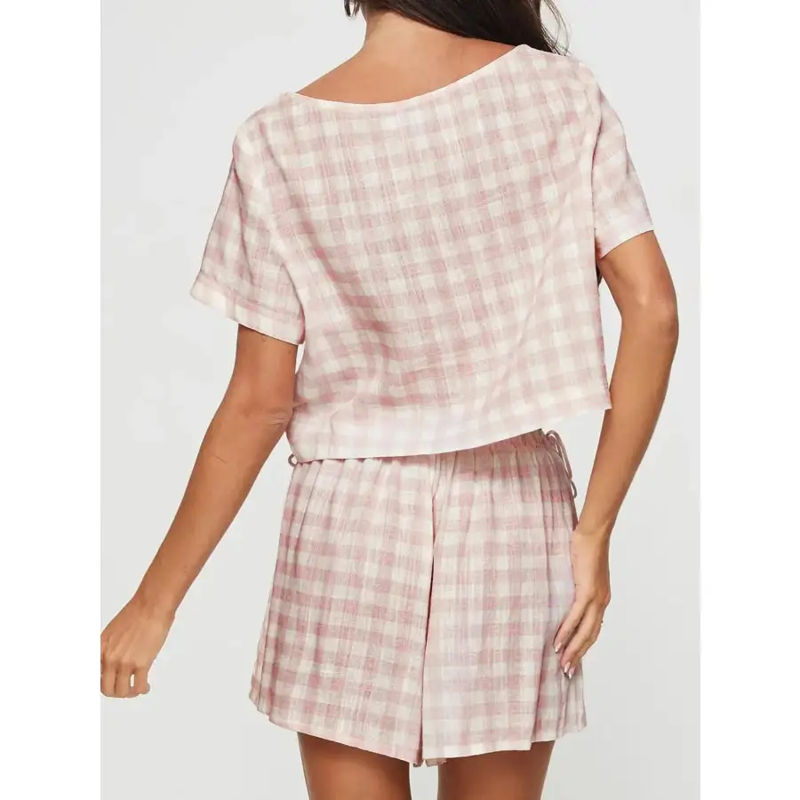 Gingham Check Top and Shorts Two Piece Casual Set