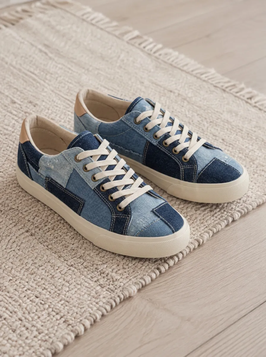Women's Patchwork Denim Classic Skate Shoes