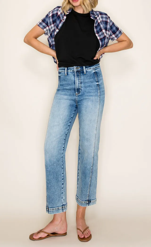 High Rise Cropped Straight Jeans