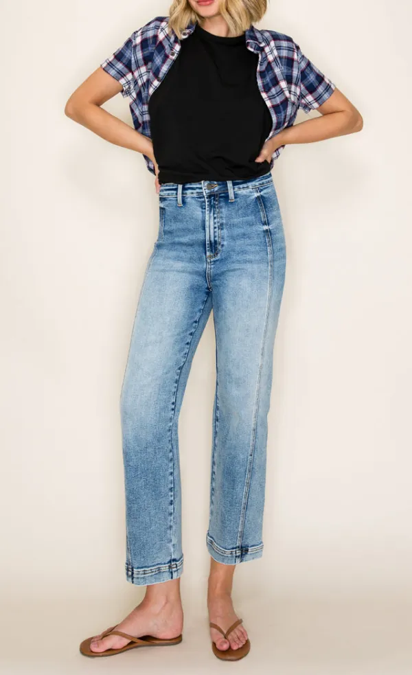 High Rise Cropped Straight Jeans