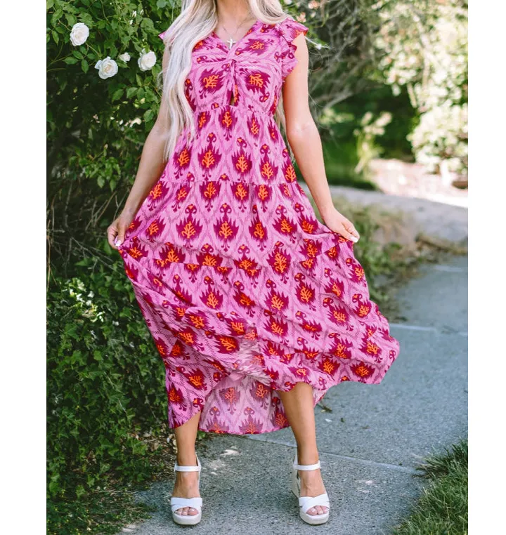 Twisted Cap Sleeve Midi Dress