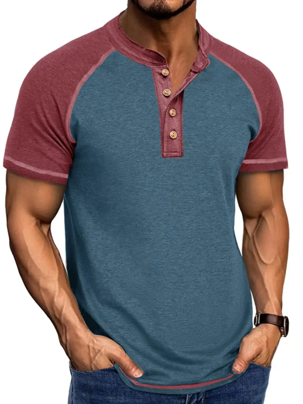 Contrast Detail Henley Tee