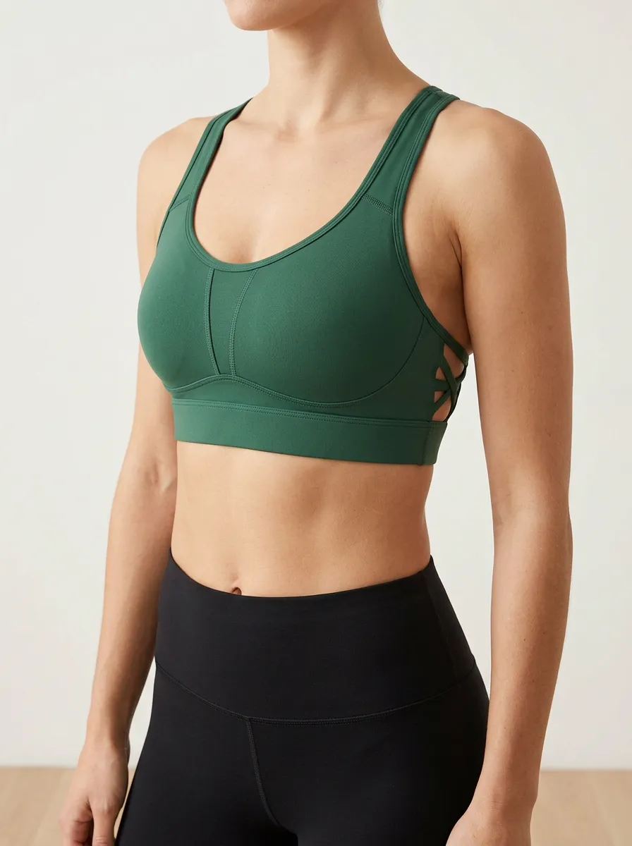 Women's Scoop Neck Crisscross Back Cutout Sports Bra